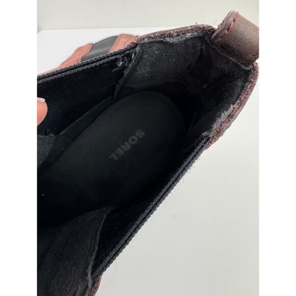 SOREL Lea Women's Wedge Booties 7.5 Brown Leather Ankle Chelsea Boot NL2704-628 - Picture 8 of 8